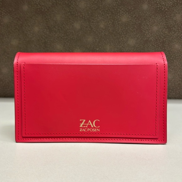 🔥🔥🔥Zac Posen Red Leather Wallet On Chain Crossbody Bag - Picture 3 of 15
